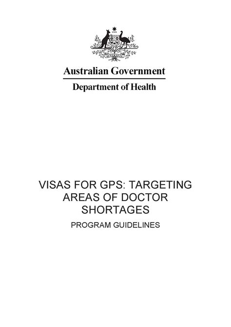 Visas For Gps Targeting Areas Of Doctor Shortages Program Guidelines Australian Government