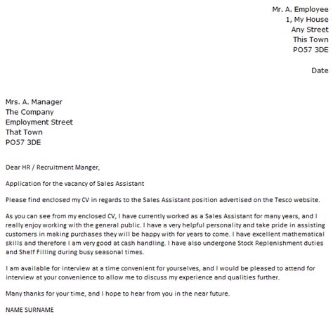 It explains why the candidate qualified for the position and should be shortlisted for an interview. Tesco Cover Letter Example - icover.org.uk