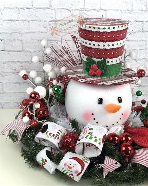Light Up Snowman Centerpiece Christmas Centerpiece Red Top Etsy