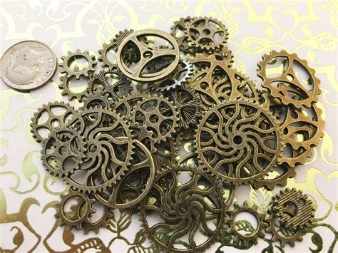 Mixed Color Steampunk Art Gears Cogs Buttons Wheels Watch Etsy