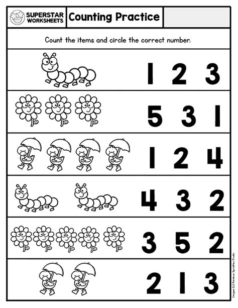 Counting Practice Worksheets 1 20