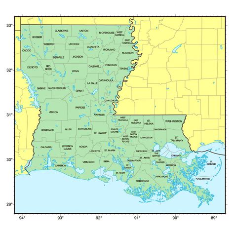 Detailed Administrative Map Of Louisiana State 20 Inch By 30 Inch