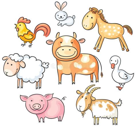 Cartoon Farm Animals For Kids Three Baby Goats Stock Vector