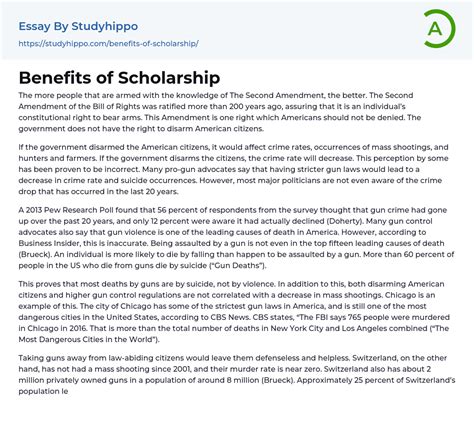 Benefits Of Scholarship Essay Example