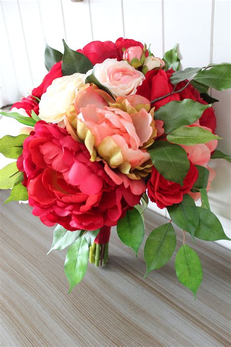 Beautiful and fashionable flowers for weddings are for sale at ericdress.com. Coral and Red Wedding Bouquets — Silk Wedding Flowers and ...