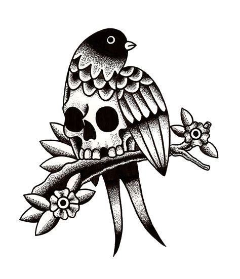 Pin By Jonathan Joudanin On Illustration Bird Skull Tattoo Black And