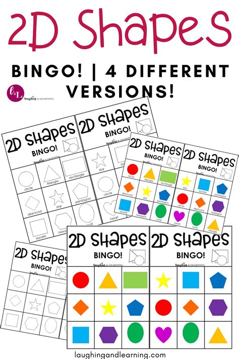 2d Shapes Bingo Cards Laughing And Learning Printable Activities For