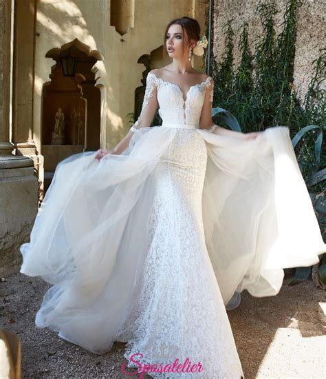 Hai bisogno del 2021 perfetti abiti da sposa di moda per mostrare che abito da sposa senza maniche naturale tondo lunghi sirena. abito da sposa 2019 a sirena con gonna staccabile online ...