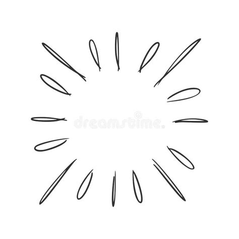 Hand Drawn Vector Of Sunburst Template Isolated On White Background