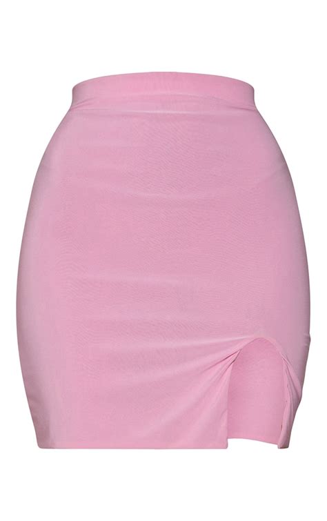 Pink Slinky Slit Hem Mini Skirt Prettylittlething