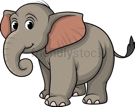 Cute Wild Elephant Cartoon Clipart Vector Friendlystock