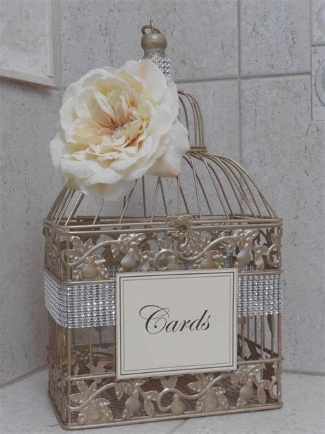 Small Champagne Gold Wedding Birdcage Card Holder Wedding Card Box
