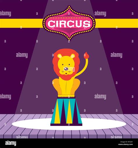 Circus Lion Acrobat Show Time Vector Illustration Stock Vector Image