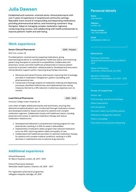 Pharmacist Cv Example In 2024 Free Guide And Tips