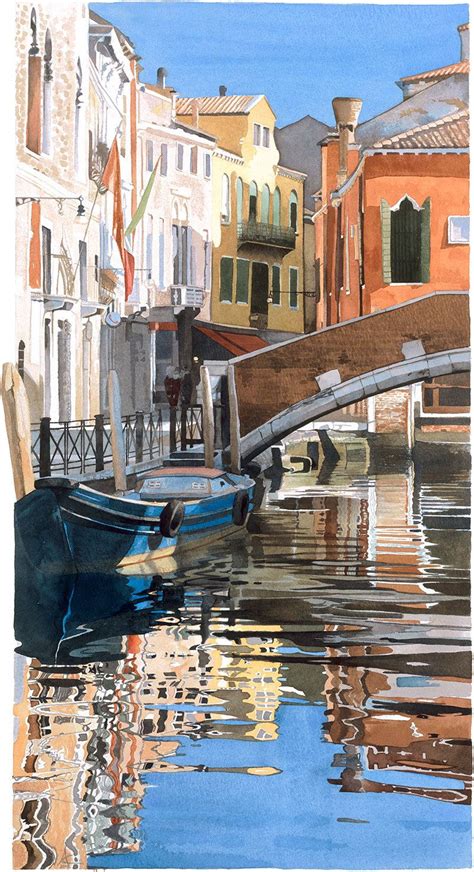 Venetian Scene With Gondola Original Watercolout Art Painting Venice