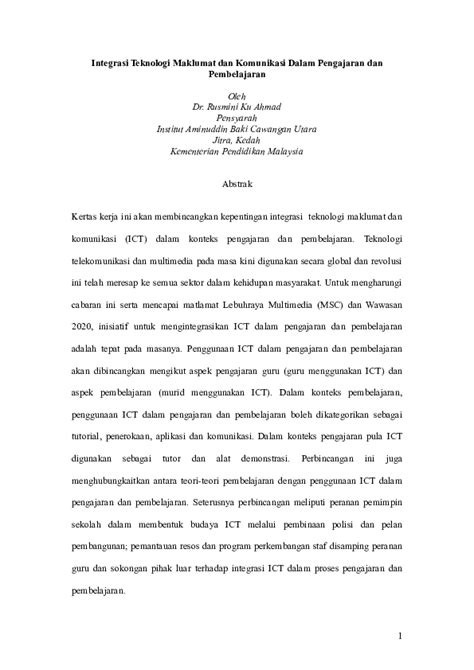 Penggunaan media teknologi maklumat dan komunikasi (ict) akan mendorong minat pelajar untuk terlibat dalam aktiviti pengajaran dan pembelajaran (p&p), keadaan ini akan menjadikan proses pembelajaran lebih menyeronokkan. (DOC) Integrasi Teknologi Maklumat dan Komunikasi Dalam ...
