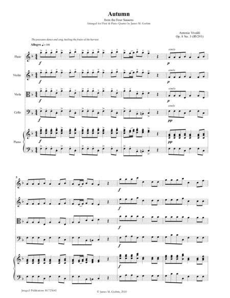 Vivaldi The Four Seasons Complete For Flute And Piano Quartet By Antonio