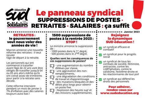 Le panneau syndical janvier 2023 SUD éducation