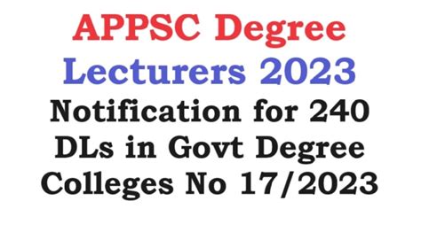 Appsc Issues Notifications To Recruit Jr Lecturer And Degree Lecturer