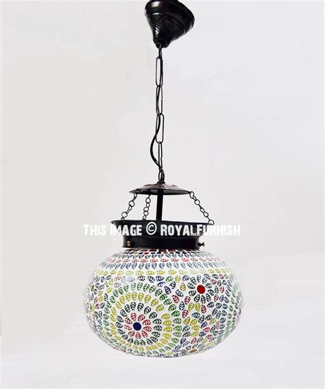 Turkish Style Mosaic Glass Ellipse Pendant Light Lamp Royalfurnish Com