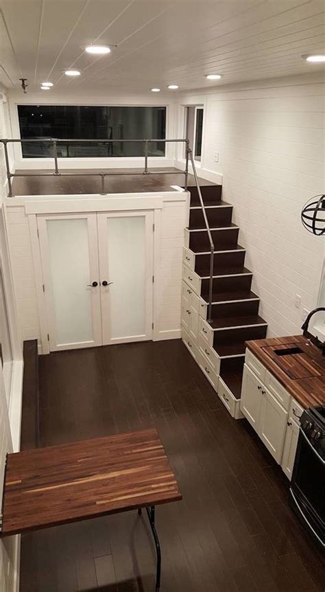 Many tiny house enthusiasts do not want to or are unable to climb up a ladder or staircase to sleep in a loft. Ventana Tiny House w/ downstairs bedroom & loft bedroom ...