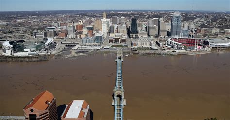 Aerial photos of the flooded Ohio River around Cincinnati