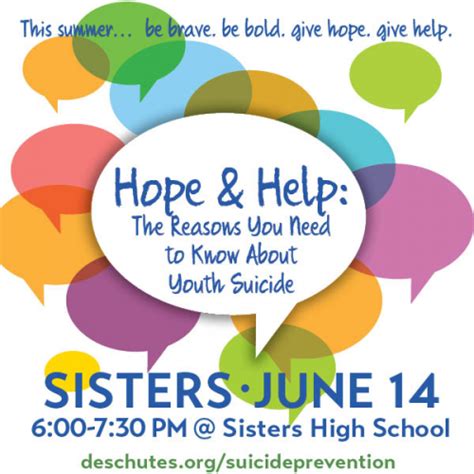Sisters Suicide Prevention Hope And Help Deschutes County Oregon