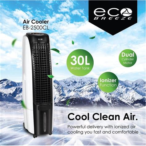 Eco Breeze Large Room Air Cooler Series With Ionizer 30l Large