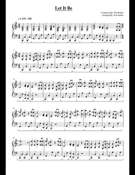 Ноты к композиции let it be. Let It Be - Piano Arrangement sheet music for Piano download free in PDF or MIDI