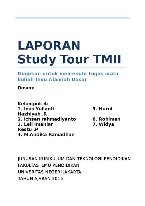 Contoh Laporan Study Tour Ke Jakarta Pdf – Berbagai Contoh