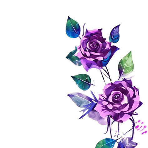 beautiful watercolor purple roses bouquet with green leaves buds and · creative fabrica