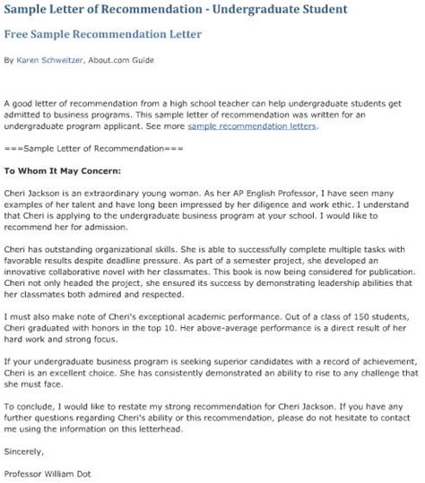 How do you write a college application letter? Recommendation Letter For Undergraduate Student Database ...
