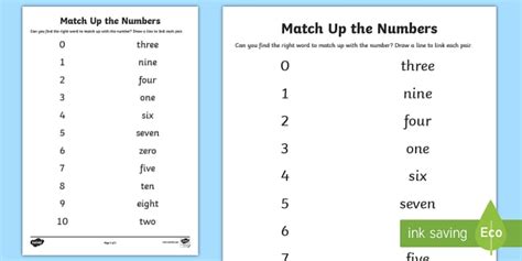 Matching Numbers To Words Worksheet Teacher Made