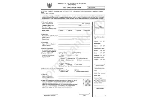 Indonesia Tourist Visa Application Form Download
