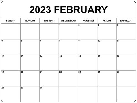 Printable February 2023 Calendar 1 Free Download And Print For You