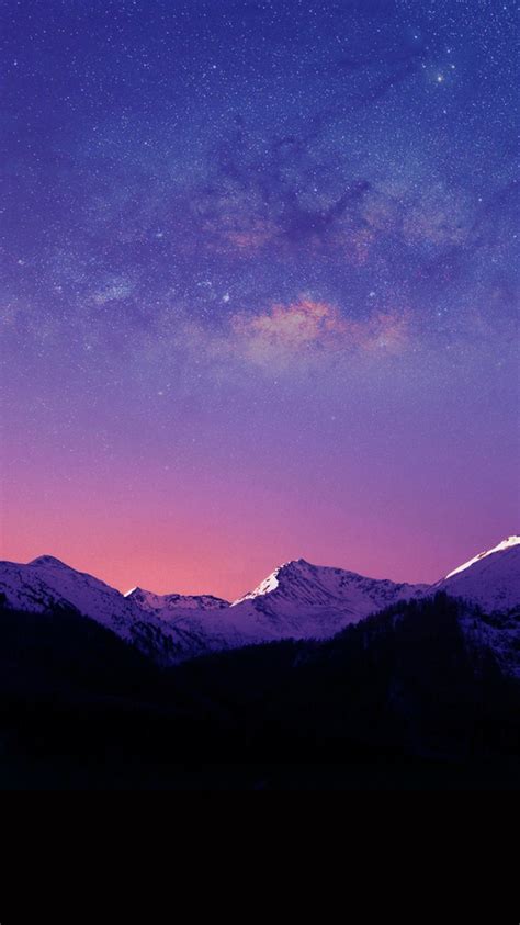 Mountains Night Winter Space View Iphone Wallpaper Iphone Wallpapers