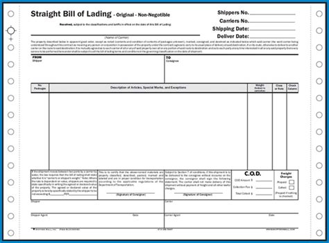 8 Bill Of Lading Short Form Template Excel Perfect Template Ideas