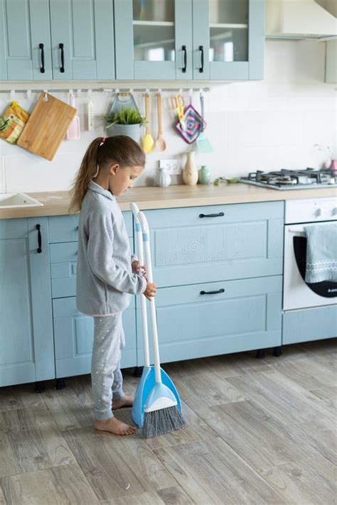 Girl Sweeping The Floor Stock Image Image Of Work Person 250212879