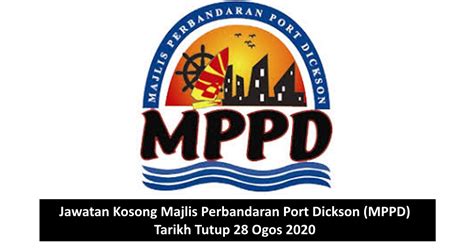 Untuk makluman, terdapat beberapa kekosongan jawatan yang dibuka untuk permohonan oleh pihak majlis perbandaran port dickson (mppd). Jawatan Kosong Majlis Perbandaran Port Dickson (MPPD ...