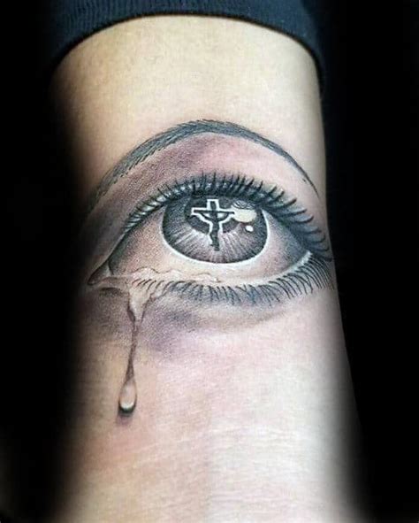 Tattoo Under Eye Men Black Unfilled Teardrop Tattoo Below Right Eye