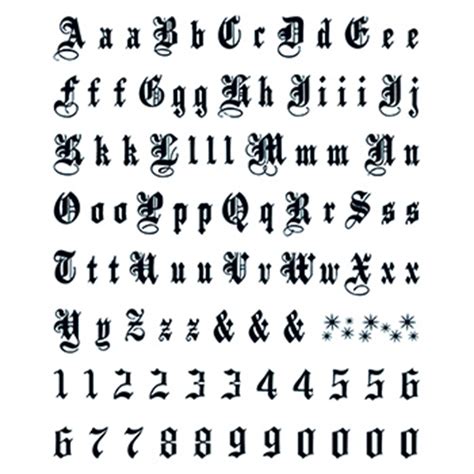 Letters And Numbers Old English Temporary Tattoo Goimprints
