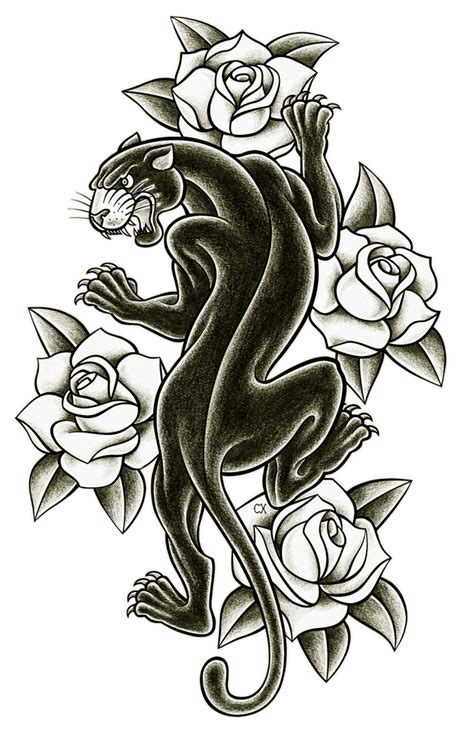 Black Panther Tattoo Art Print By Retrocrix X Small Traditional