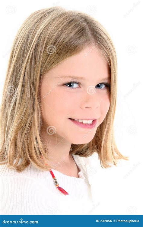 Close Up Of Beautiful 10 Year Old American Girl Stock Photo Image Of