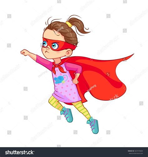 Cute Super Girl Character Vector Illustration Stock Vector 567474604