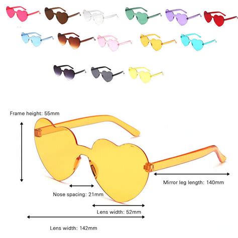 Love Heart Shape Sunglasses Clear Lens Rimless Festival Glasses Dress Party Au Ebay