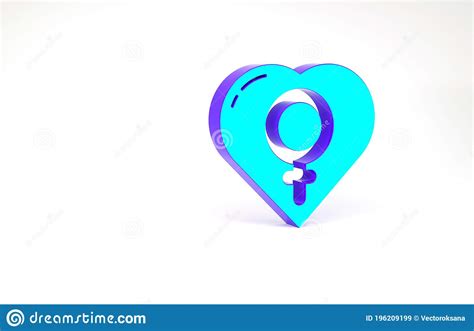 Turquoise Female Gender In Heart Icon Isolated On White Background Venus Symbol Stock