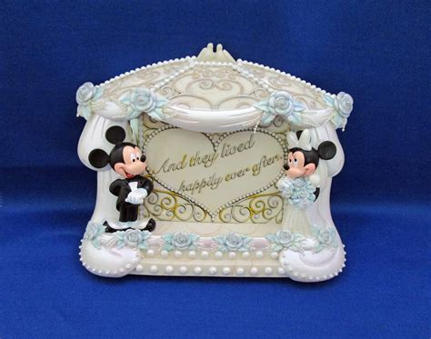 Vintage Rare Mickey And Minnie Mouse Wedding Picture Frame Bride And