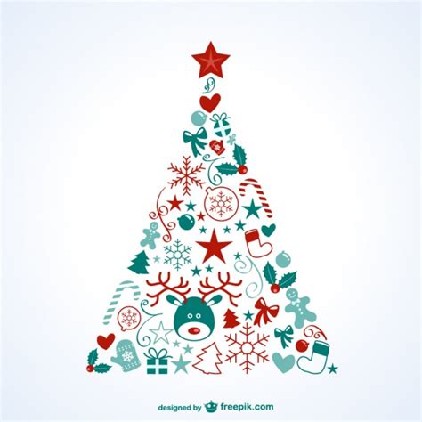 Free christmas tree png vector download in ai, svg, eps and cdr. Christmas tree with icons | Free Vector