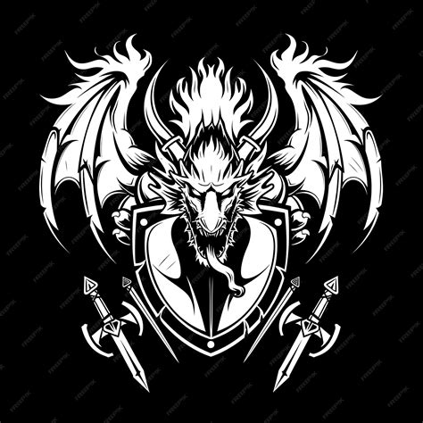 Premium Photo Fearsome Wyvern Legion Heraldry Logo Featuring A Wyvern