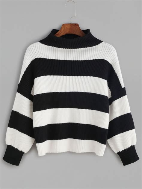 black and white striped ribbed knit crop sweater striped sweater outfit female clothes